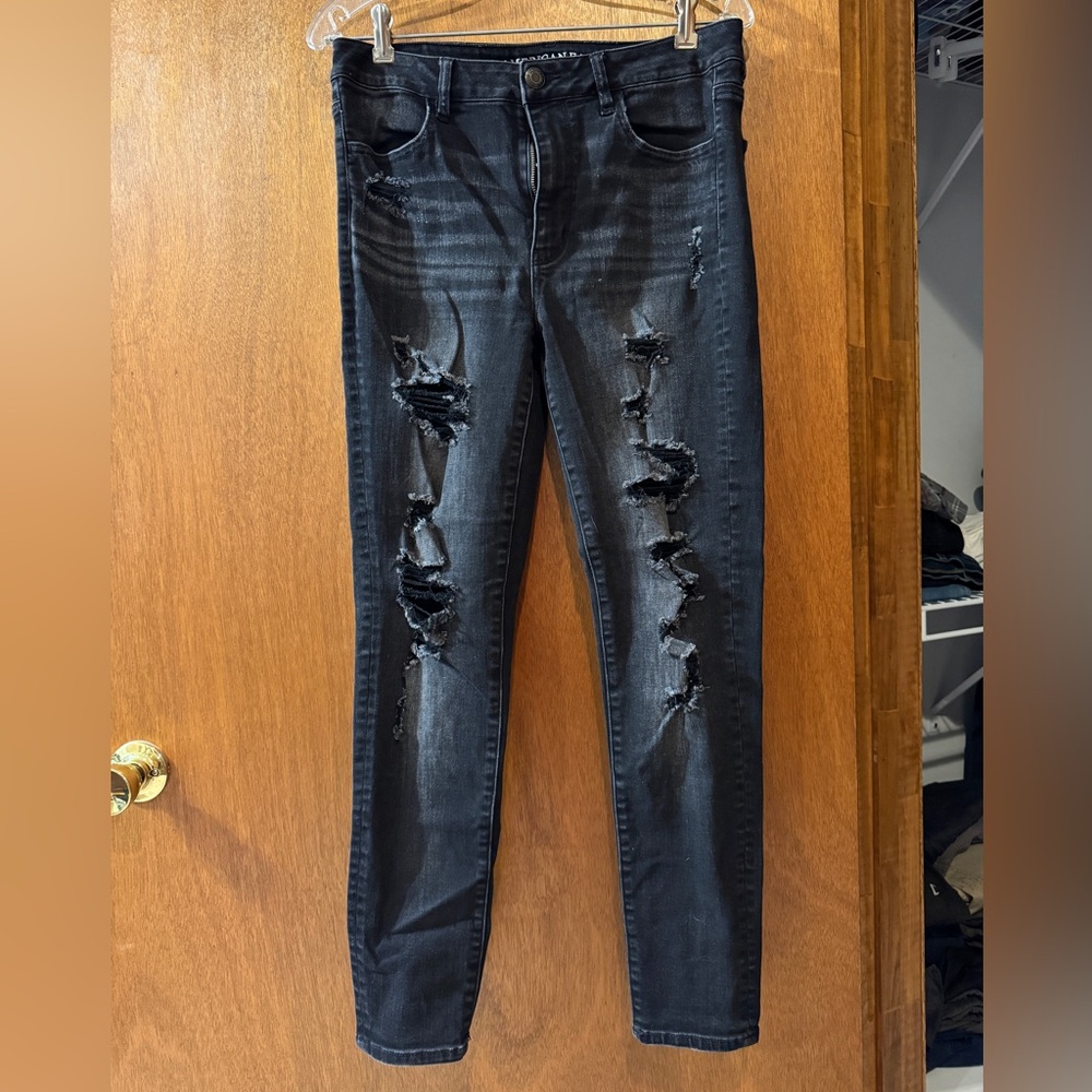American Eagle Outfitters Ripped Black Skinny Jeans